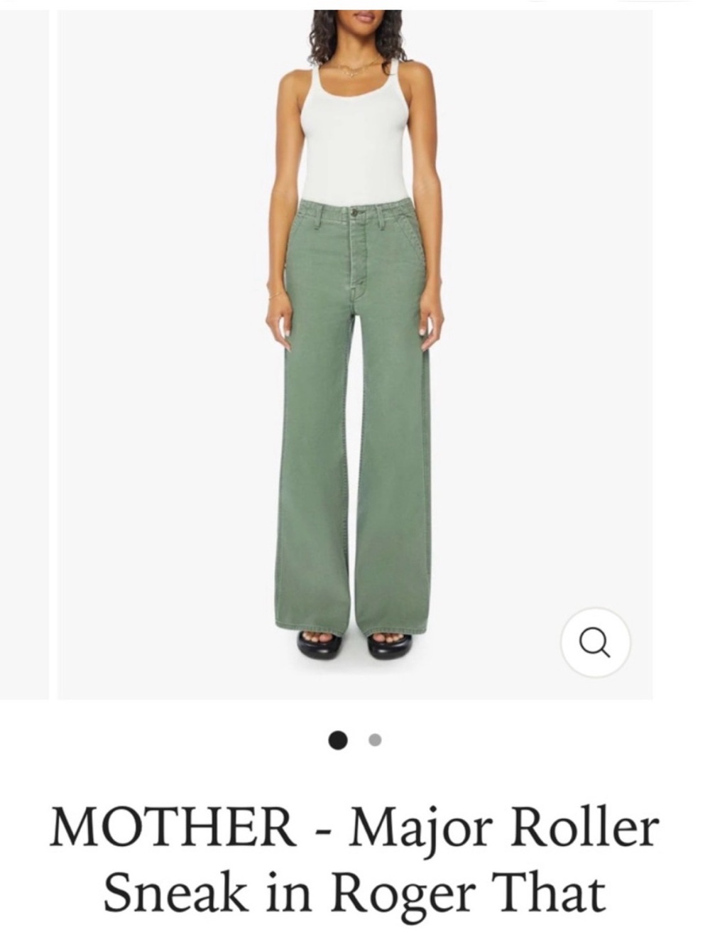 MOTHER Major Roller Sneak Wide-Leg Jeans in Sage Green